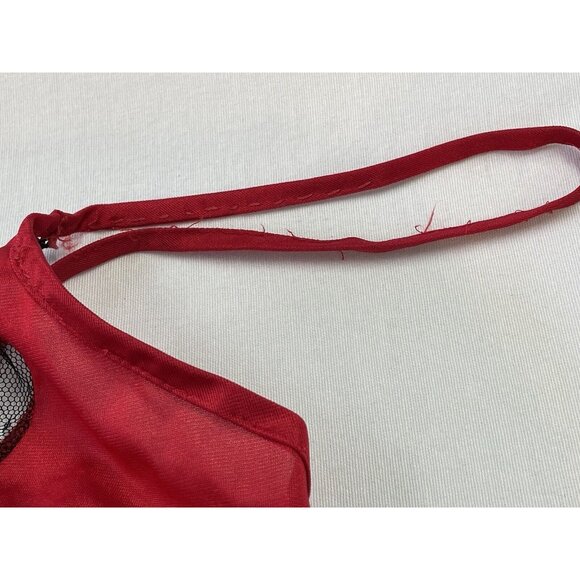 Vintage 80s Red Chiffon Lace Empire Waist Chemise S/M Stroke Of Midnight - Picture 10 of 12